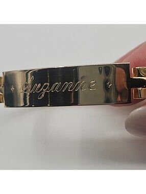 Vintage Personalized Suzanne Hinged Bangle Bracelet Gold Tone 1979